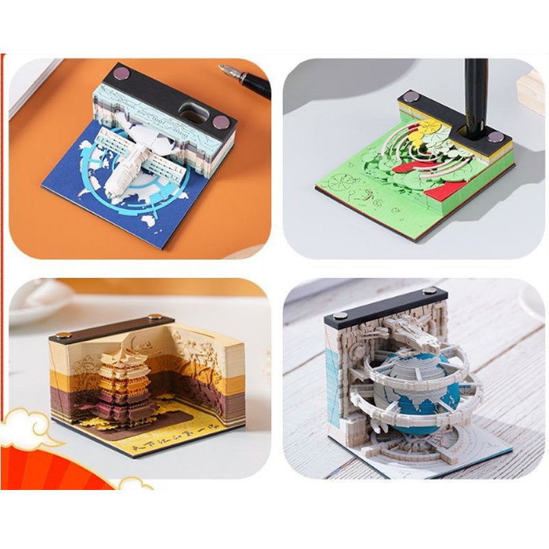 HK 3D three-dimensional note paper earth calendar model hand-torn Kiyomizu Temple paper sculpture sticky note