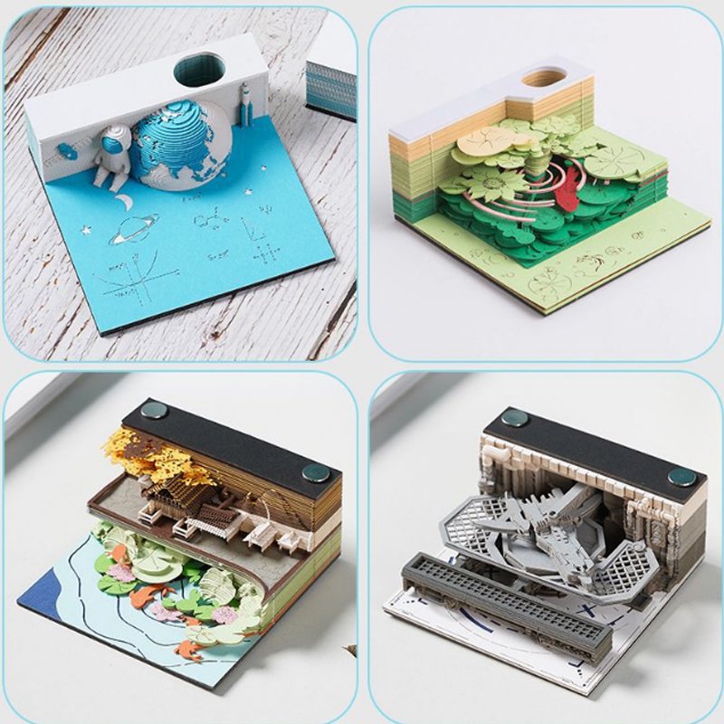 HK 3D three-dimensional note paper earth calendar model hand-torn Kiyomizu Temple paper sculpture sticky note