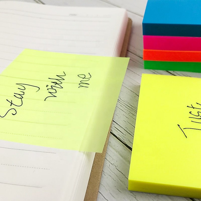 Wholesale Custom PET 3x3 inches Square Memo Pads adhesive transparent colorful plastic Sticky Notes