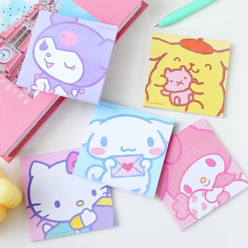 Yubon 50pages Kuromi Cartoon Memo Pad Cute Pattern Message Record Creativity Can Be Pasted Notebook Student Stationery