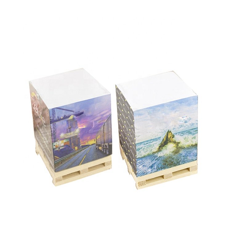 Custom Promotion 3D Memo Paper Block Sticky Note With Wooden Pallet
