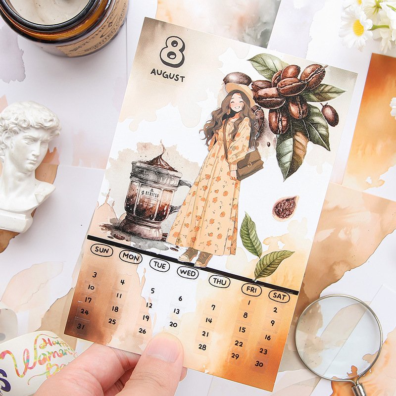 20pcs/pack Watercolour Ripple Sticky Notes Material Paper Handbook Stickers Scenic DIY Collage Cards