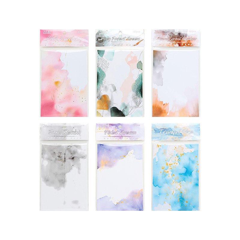 20pcs/pack Watercolour Ripple Sticky Notes Material Paper Handbook Stickers Scenic DIY Collage Cards