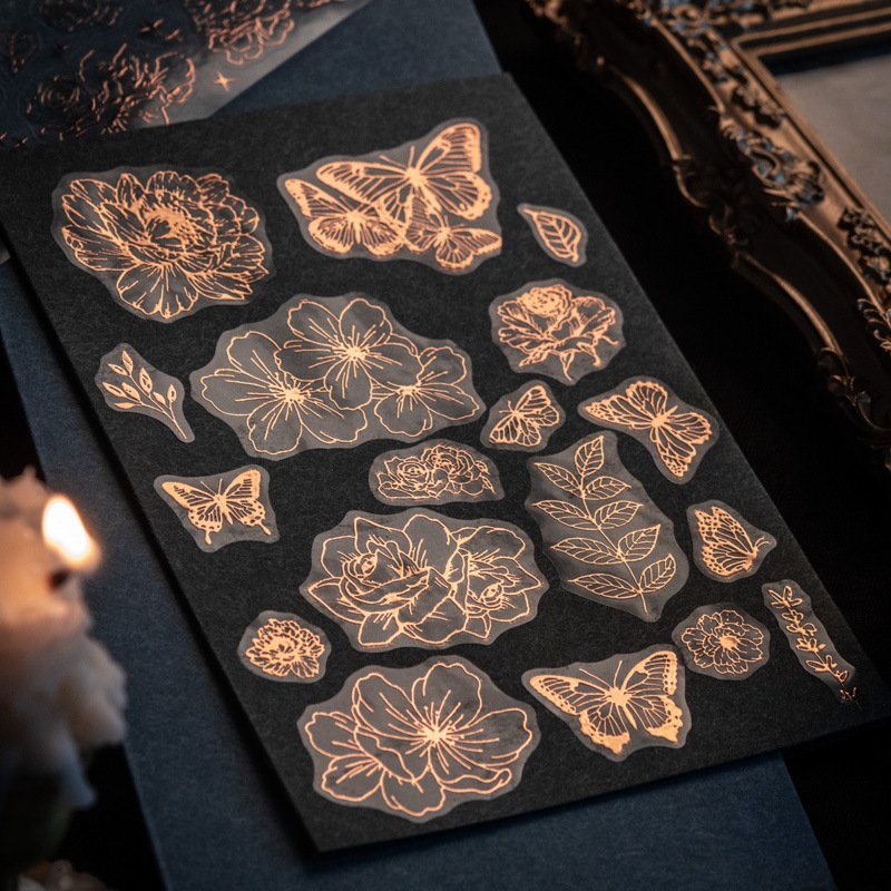 Hot Stamping Floral Starry Flower Sea junk journal scrapbook kit Vintage Decoration scrapbook paper