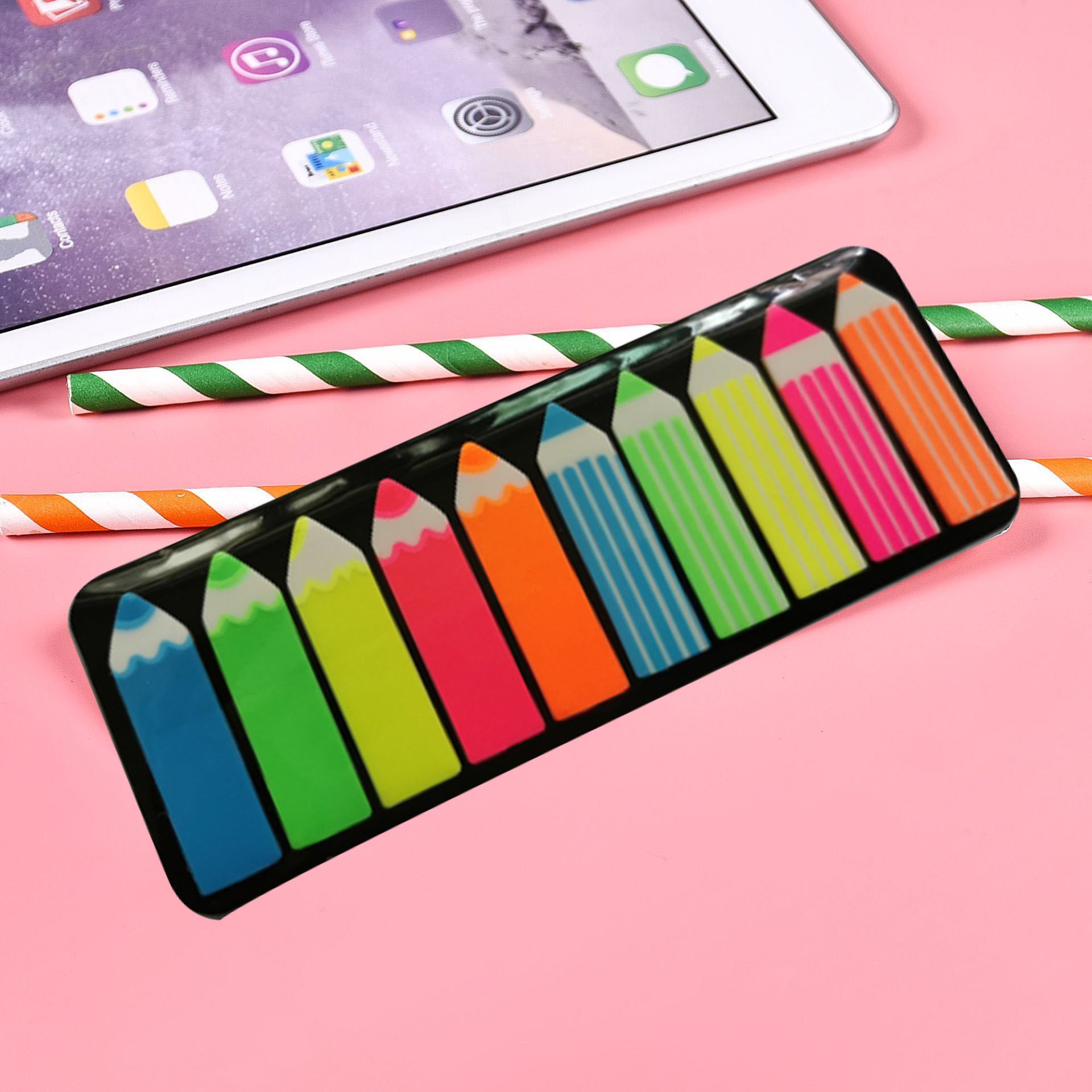 4 Sets Neon Fluorescent Sticky Note Page Markers 560pcs Colored Index Tabs for Memo Pads