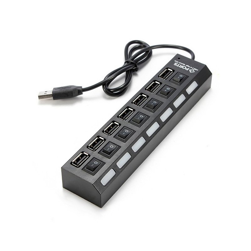 High Speed USB Hub 3.0 Multi USB Splitter 3 Hub Use Power Adapter 7 Port Multiple Expander Hub with Switch for PC