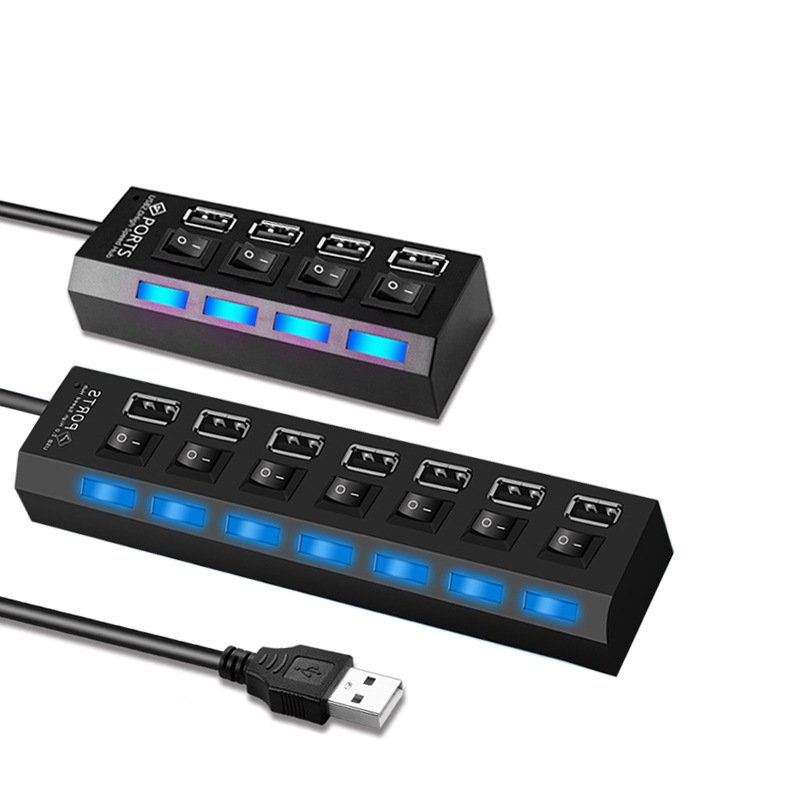 High Speed USB Hub 3.0 Multi USB Splitter 3 Hub Use Power Adapter 7 Port Multiple Expander Hub with Switch for PC