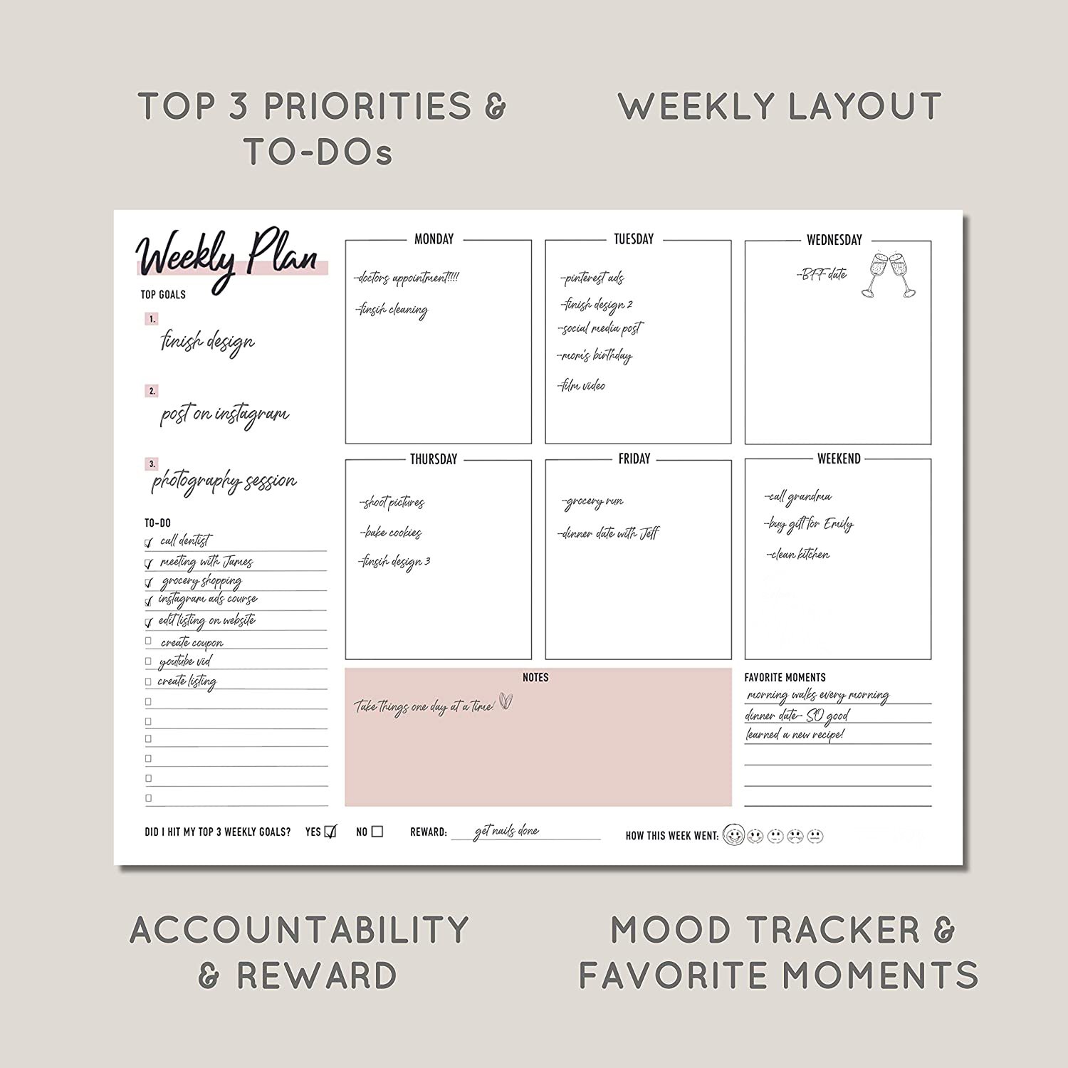 Magnetic Notepad Weekly Planner Pad To Do List Notepads Custom Logo Printed Desk Planning Tear Off Pad With Schedule