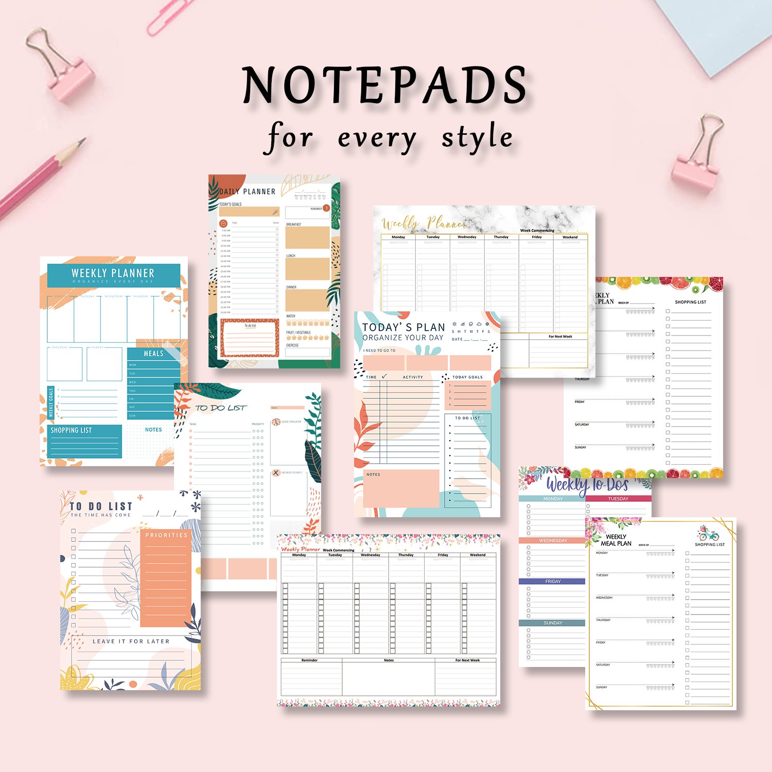 Magnetic Notepad Weekly Planner Pad To Do List Notepads Custom Logo Printed Desk Planning Tear Off Pad With Schedule