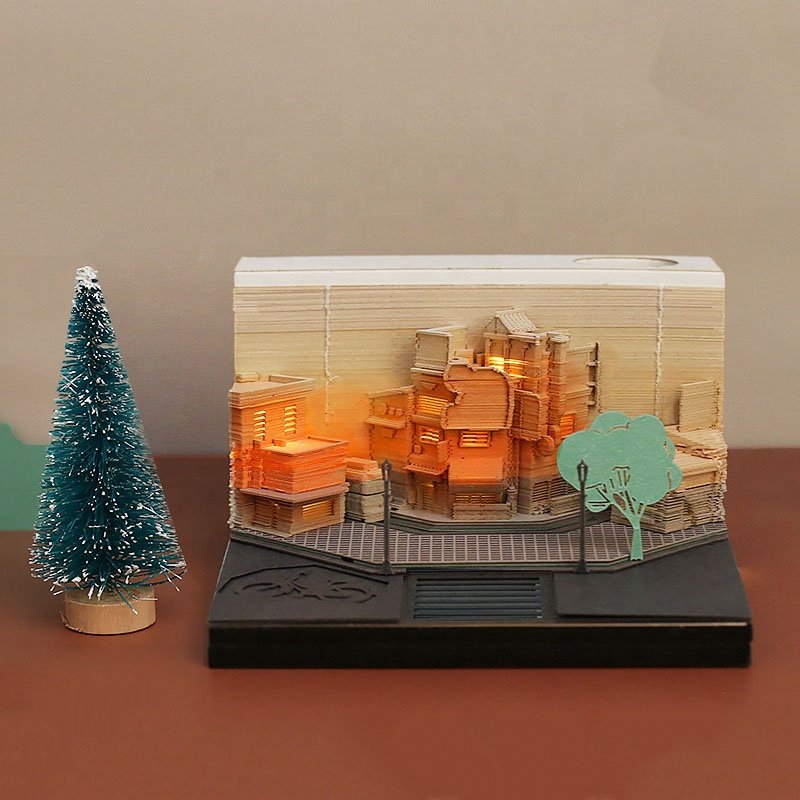 Street Corner Creative Paper Sculpture 2023 3d Paper Memo Pad 3d