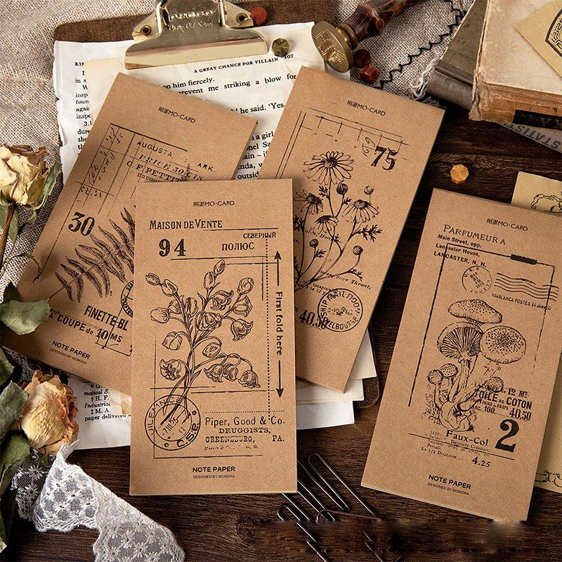 30 pcs/pack Vintage Kraft Paper Memo Pad Book Portable Plan Notebook Label Sticker Children School Office Supply