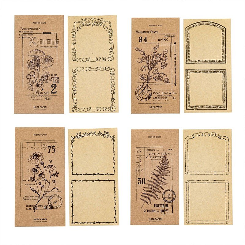 30 pcs/pack Vintage Kraft Paper Memo Pad Book Portable Plan Notebook Label Sticker Children School Office Supply