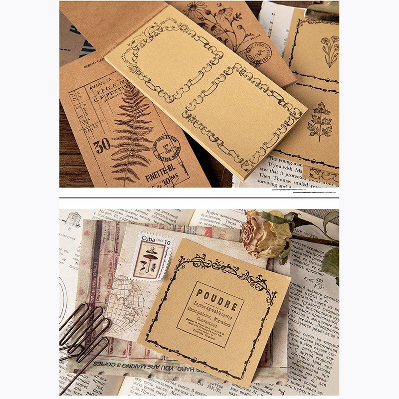 30 pcs/pack Vintage Kraft Paper Memo Pad Book Portable Plan Notebook Label Sticker Children School Office Supply