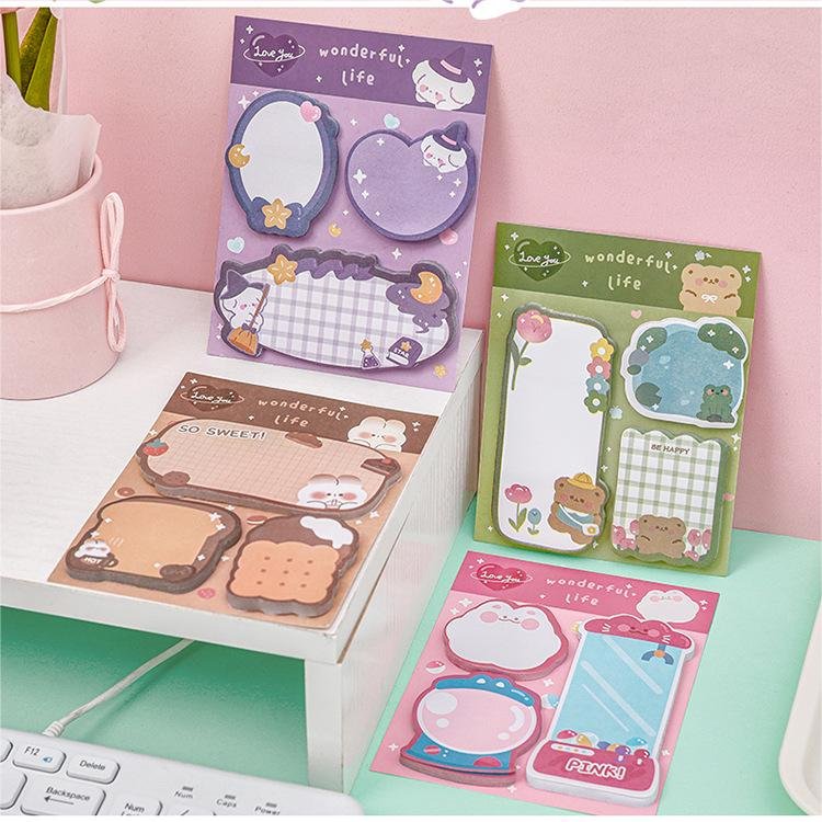 X1030-1 Cartoon Papeleria Combination Sticky Notes Kawaii Sticky Notes Memo Pads Stationary School Supplies