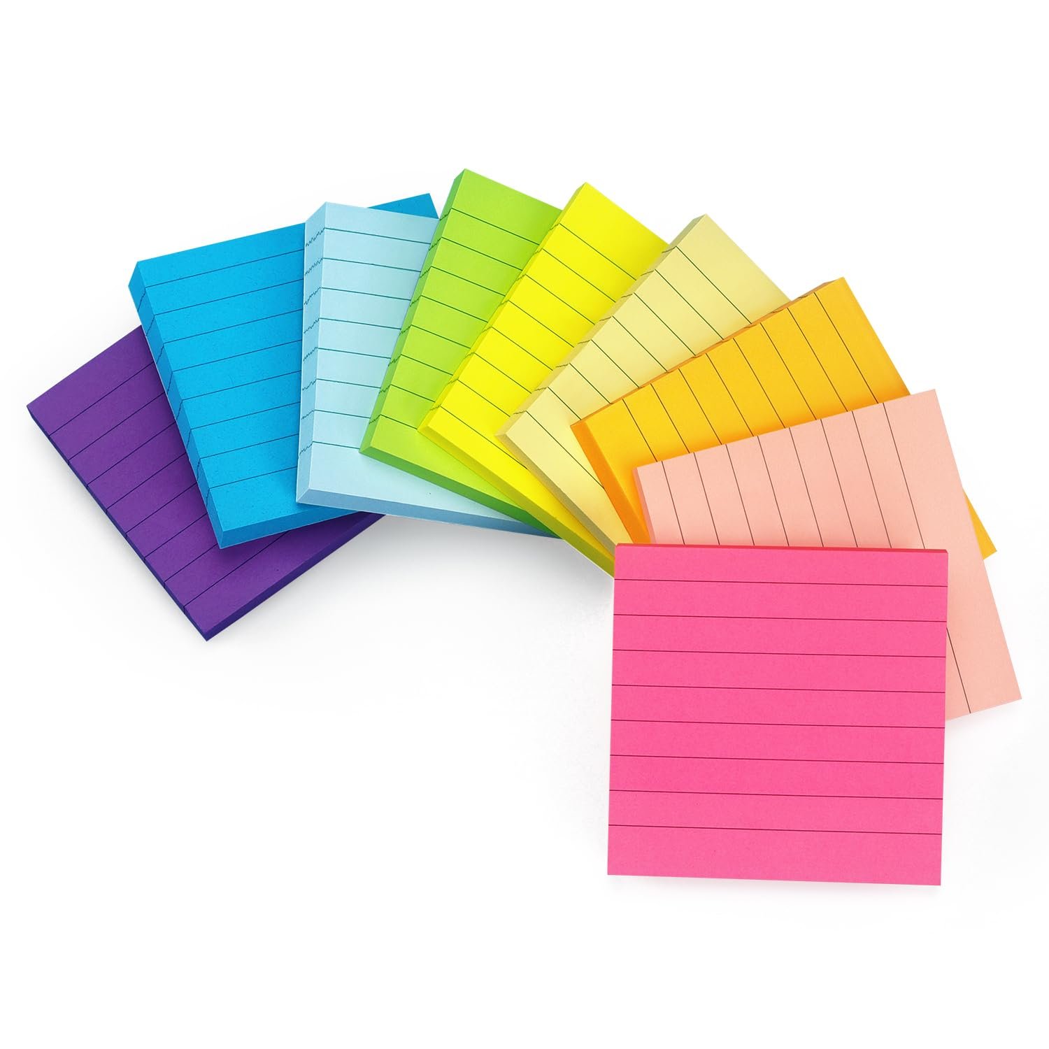 9 Bright Color 3x3 Self-Stick Notes Lined Sticky Notes Paper Memo Pad for Teacher