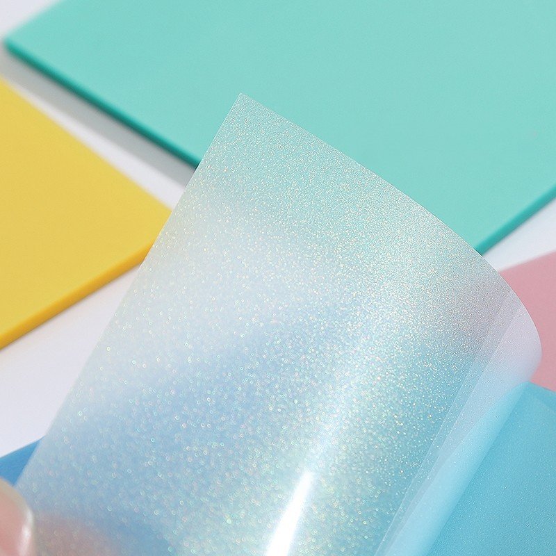 Joytop Custom Printed 50 Sheets glitter Self-Adhesive Colored PET Transparent Sticky Notes Pad
