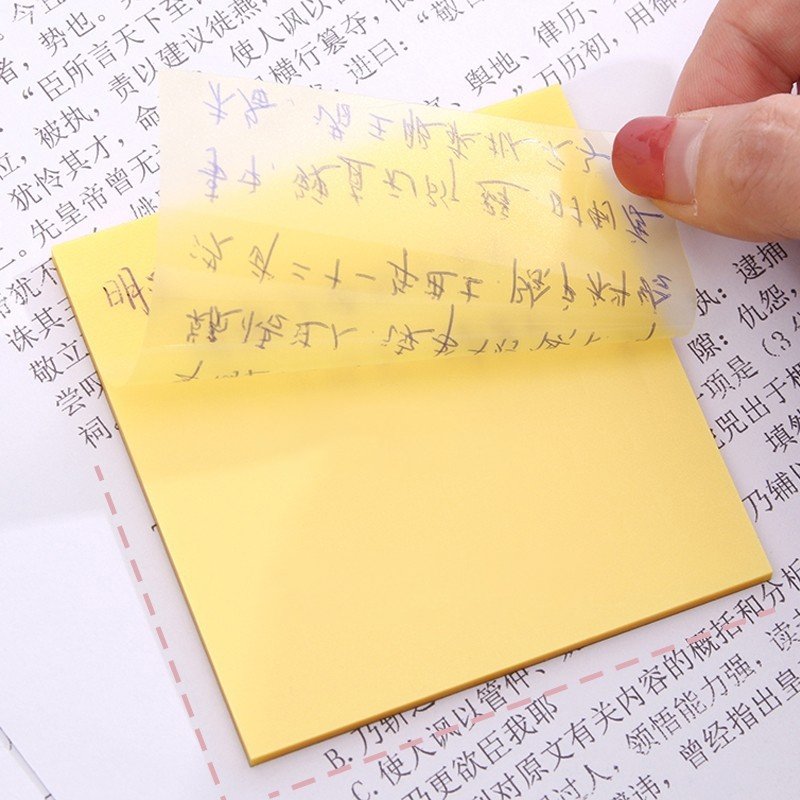 Joytop Custom Printed 50 Sheets glitter Self-Adhesive Colored PET Transparent Sticky Notes Pad