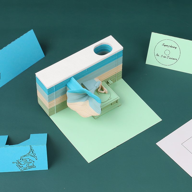 Wholesale Memo Pad Souvenir Gift Phonograph Shape 3D Paper Notepad Cubes Bookmark Notes