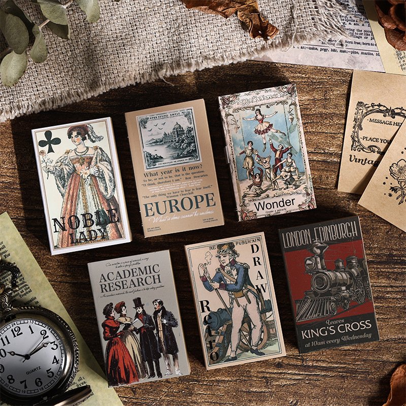 120pcs/pack Ancient charm European style note paper non-adhesive material paper retro cowhide note book handbook sticker book
