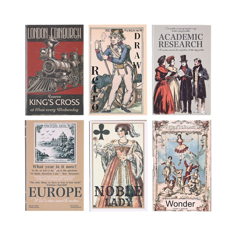120pcs/pack Ancient charm European style note paper non-adhesive material paper retro cowhide note book handbook sticker book