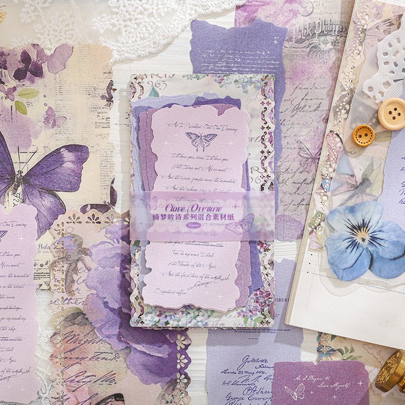 25 sheets/pack Mixed media paper Beauty Gin Series Retro Dual Material Vintage Sticky Note Paper
