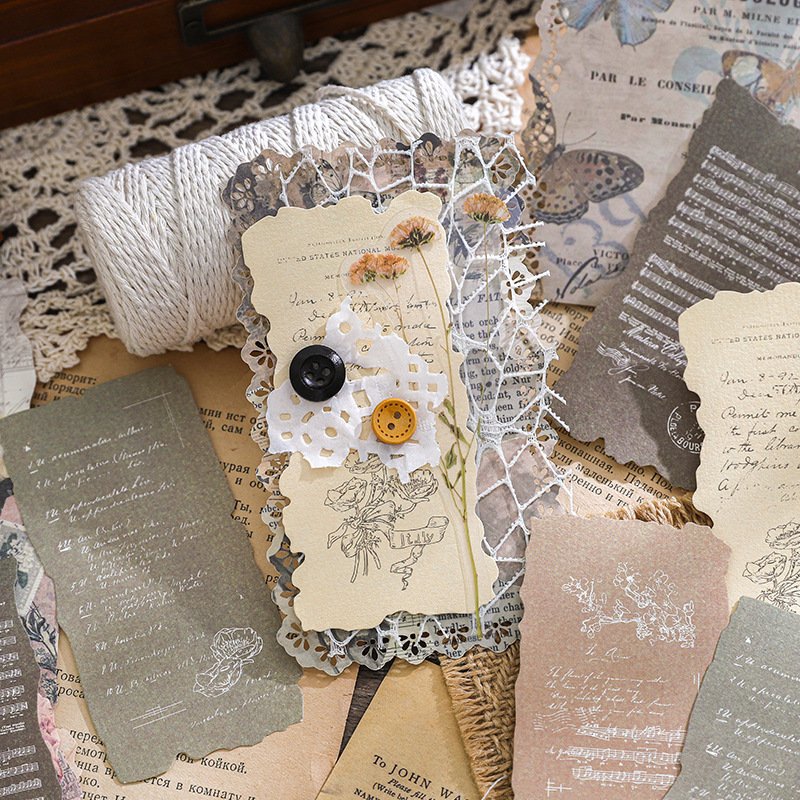 25 sheets/pack Mixed media paper Beauty Gin Series Retro Dual Material Vintage Sticky Note Paper