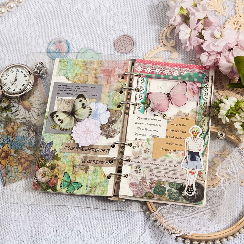 30 Pieces of Parchment Paper Material Paper Book Is a Blooming Series of Plants Hand Account Decorative Paper 8 Models