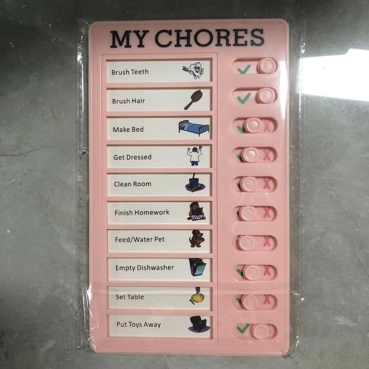 Reusable My Chores Checklist Daily Planner Memo Plastic Board Chore Chart Responsibility Behavior for Kid Self-discipline Card