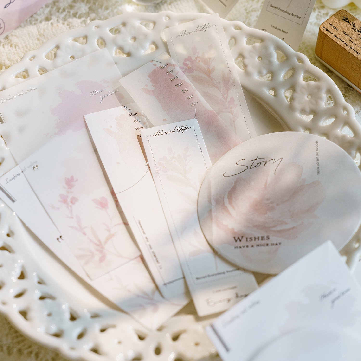 15 Pcs/Pack Sticky Notes Secret Series of Listening to Flowers Simple and Elegant Journal Decorative Source Material 6 Choices