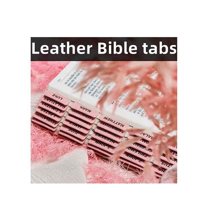 Free sample factory custom Pastel pink leather Bible Tabs hot stamping bible tabs with gold printing for Bible study tools