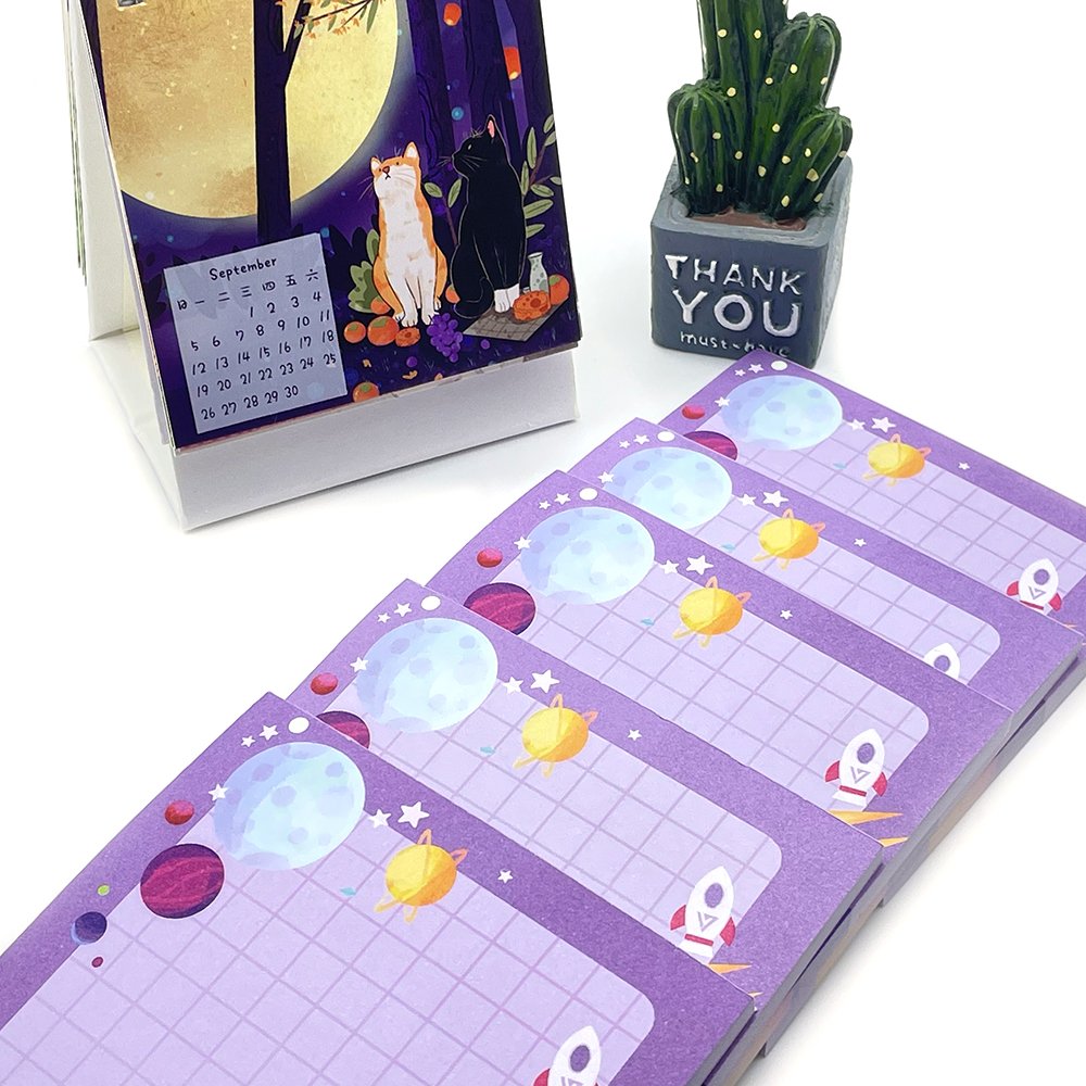 Custom Kawaii Animal Cartoon Printed Memo Pad Personalized Weekly Notepad Ready to Use Sticky Note