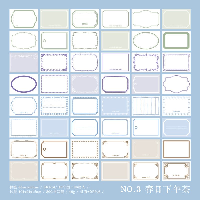 96pcs/pack note book Free line series Simple handbook decorative backing material