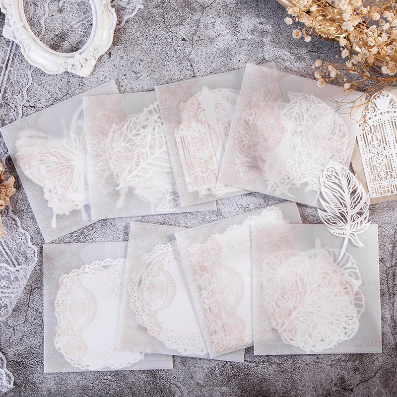 10 Sheets into Material Paper Lace Season Artistic DIY Journal Decoration Base Paper 8 Models