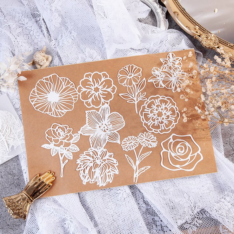 10 Sheets into Material Paper Lace Season Artistic DIY Journal Decoration Base Paper 8 Models