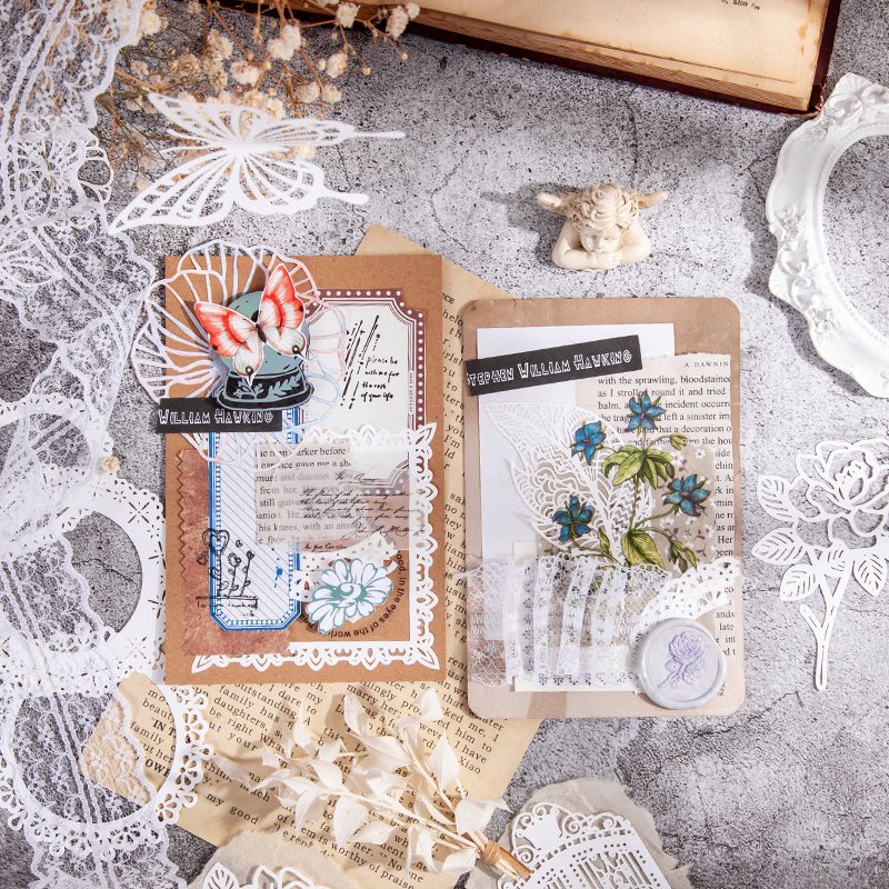 10 Sheets into Material Paper Lace Season Artistic DIY Journal Decoration Base Paper 8 Models