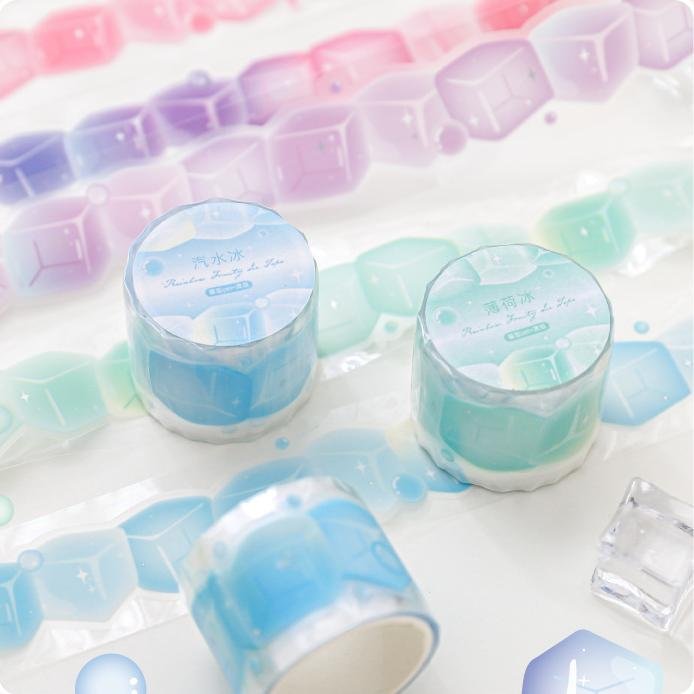 Rainbow Ice Cube Shaped Sticky Note Tape Roll Notebook PET Decorative Stickers Student Gift Stationery Custom Wholesale