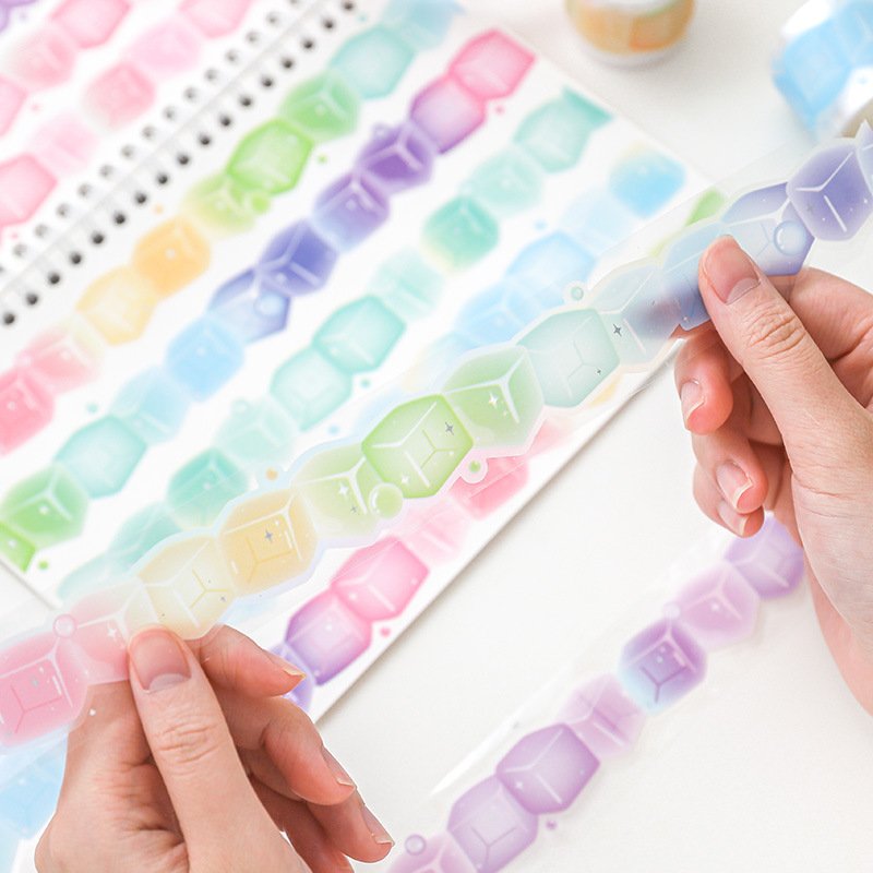 Rainbow Ice Cube Shaped Sticky Note Tape Roll Notebook PET Decorative Stickers Student Gift Stationery Custom Wholesale