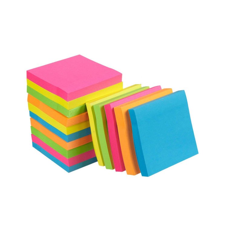 100 sheets neon assorted color 3 x 3 inches square fluorescent paper sticky notes