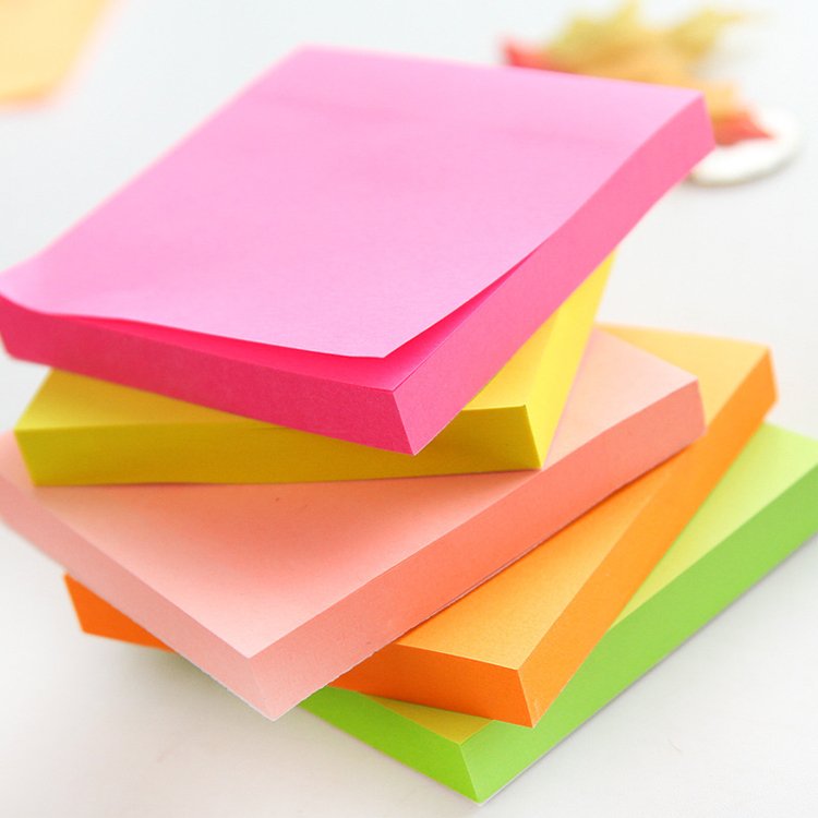 100 sheets neon assorted color 3 x 3 inches square fluorescent paper sticky notes