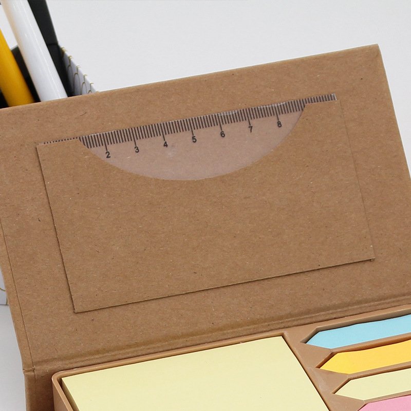 Office School Supplier Notepad Custom Logo Stationery Items Cardboard Ruler Coloured Label N Sticky note Box Set