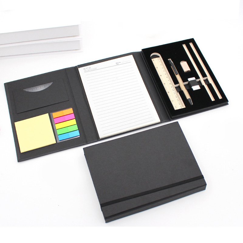 Office School Supplier Notepad Custom Logo Stationery Items Cardboard Ruler Coloured Label N Sticky note Box Set