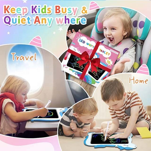10 inch LCD Writing Tablet Colorful Drawing Board Toddlers Doodle Pad Unicorn Toys for Kids Birthday Party Christmas Gift