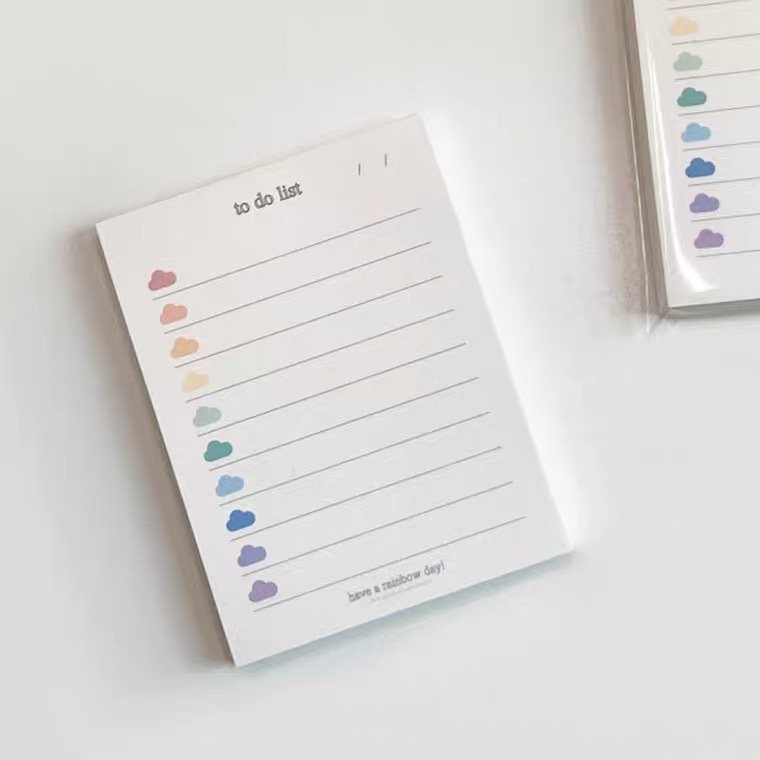 Cute colored cloud design TO DO LIST note pad school student loose-leaf time schedule memo pad stationery 50 sheets/pad