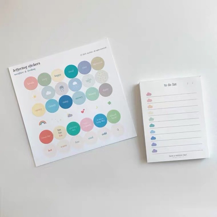 Cute colored cloud design TO DO LIST note pad school student loose-leaf time schedule memo pad stationery 50 sheets/pad