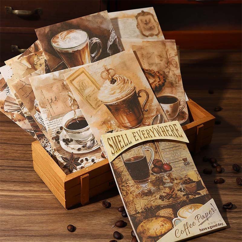 30pcs/pack coffee themed material paper Aroma series collage bottoming
