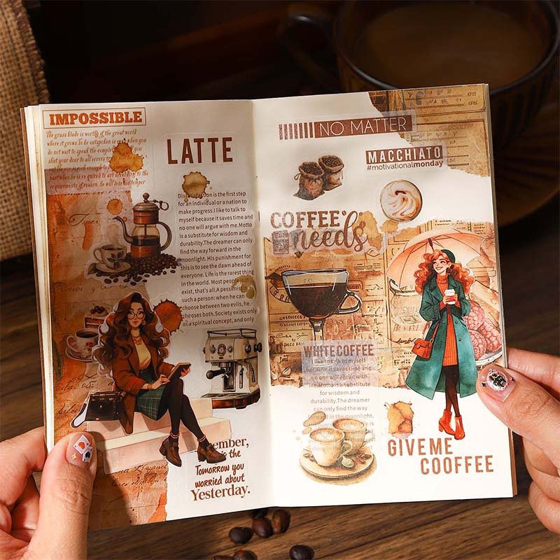 30pcs/pack coffee themed material paper Aroma series collage bottoming