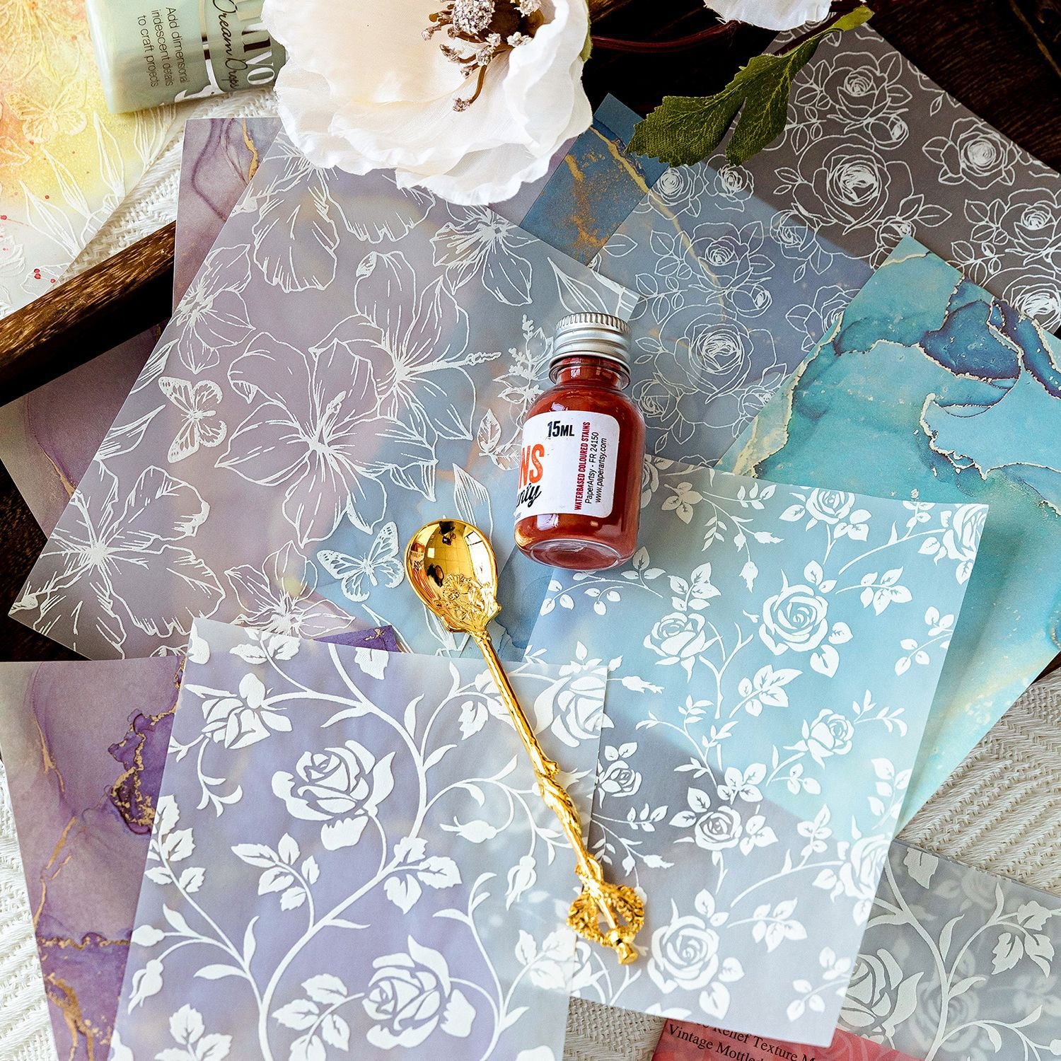 8 / pack material paper retro mottled series three-dimensional embossed handbook DIY material decoration bottoming