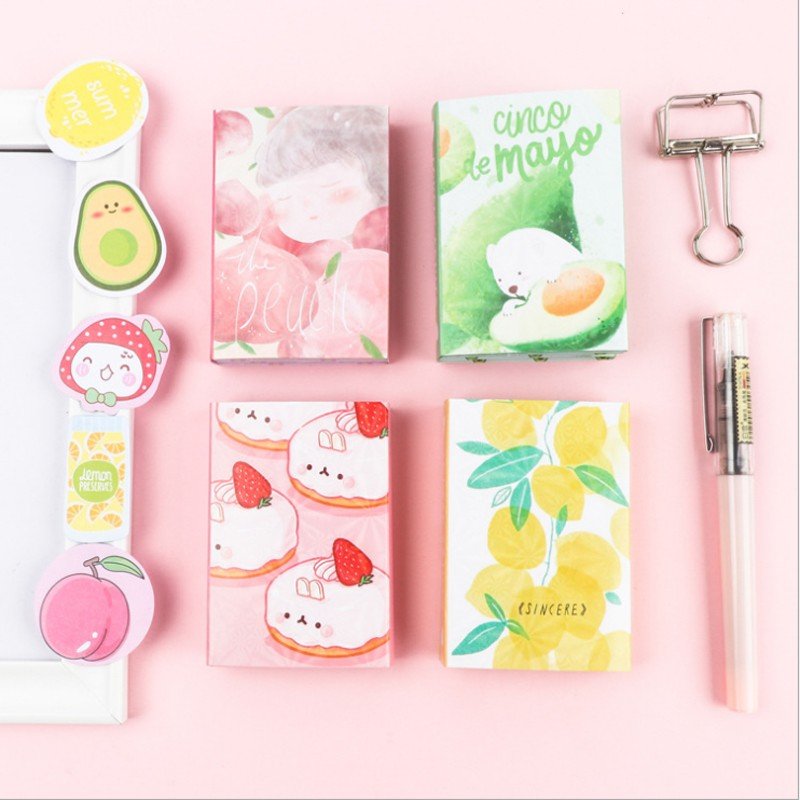 Colorful Fruit N Time folding Notes Four Selections Randomly posted Notebook Diary Agenda Notepad Plan Kawaii Stationery