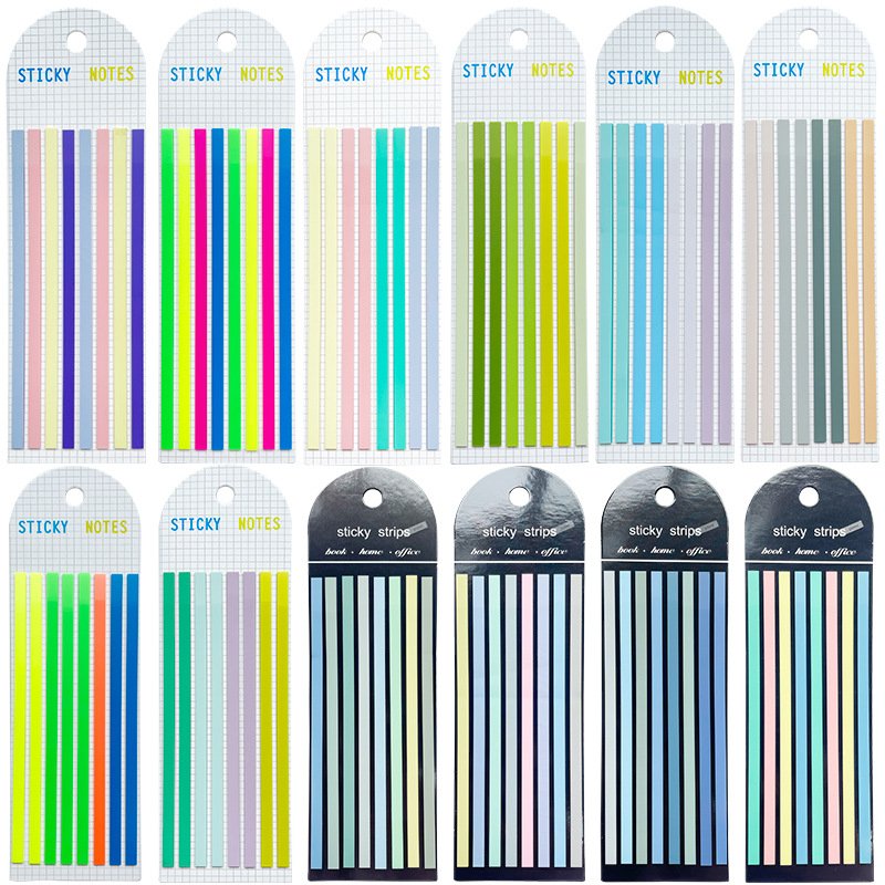 160 Pieces/Pack PET Long Strip Index Stickers Colorful Fluorescent Waterproof Sticky Stickers Translucent Highlighting Marking S
