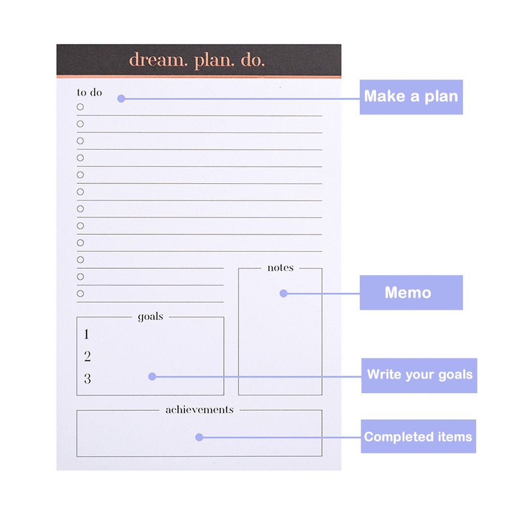 Free Samples Wholesale Notes Pad Writing Tablets Memo Pad Daily to do list Notepad Planner